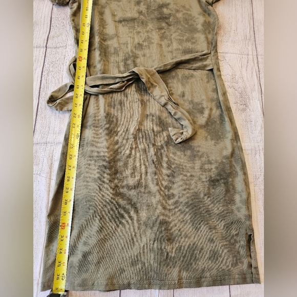 Pact Women Size Small Green Tie-Dye T-Shirt Dress Tie Waist 100% Organic Cotton - Picture 10 of 11